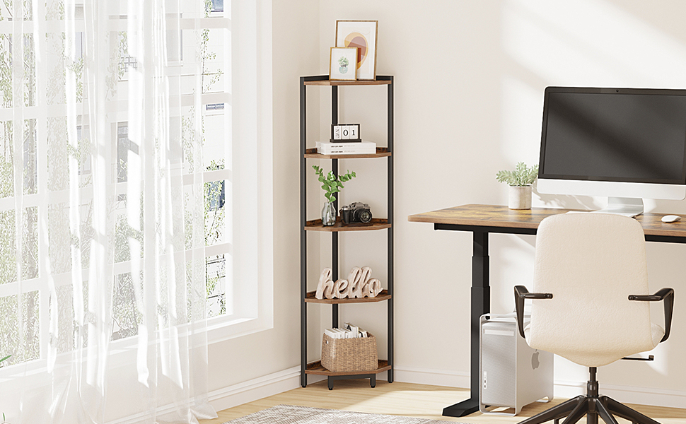Hzuaneri Corner Shelf Stand, Corner Bookshelf, Storage Standing Shelf Unit with