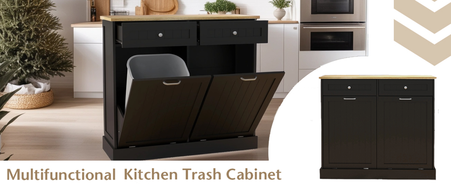 Amazon.com: RASOO Double Tilt Out Trash Can Cabinet Freestanding