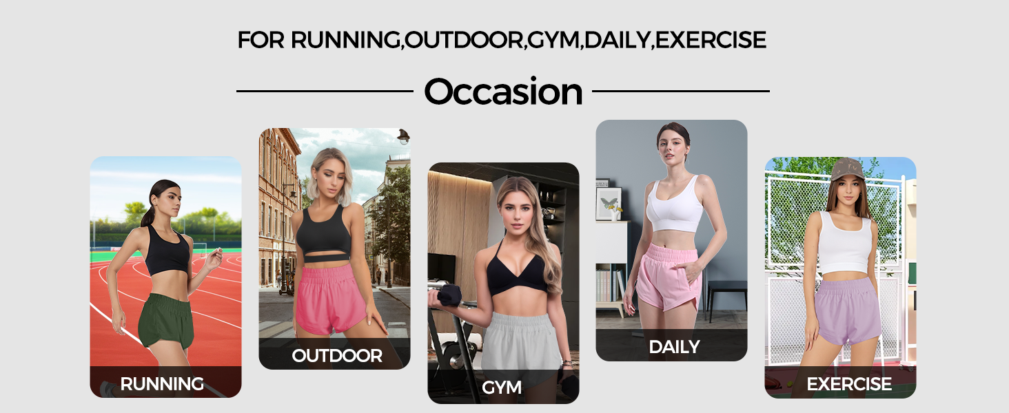Womens Athletic Running Shorts Zipper Pocket Workout Gym High Waisted Quick Dry Yoga Hiking Active