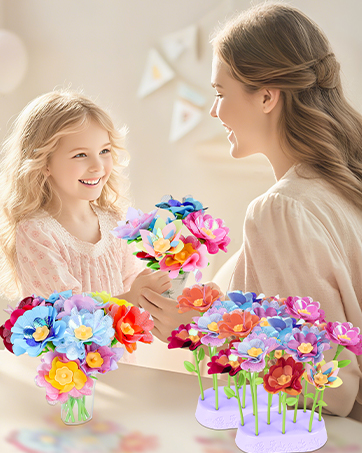 Fabric Flower Bouquets Toys, 300+ Pcs Reusable DIY Flower Crafts for Kids