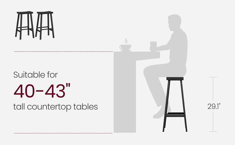 VASAGLE Bar Stools Set of 2, Counter Height Stools, Bar