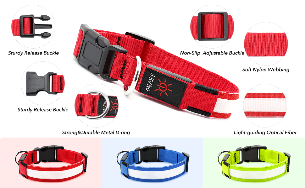 BSEEN Light Up Dog Collars Reflective LED Lighted Dog