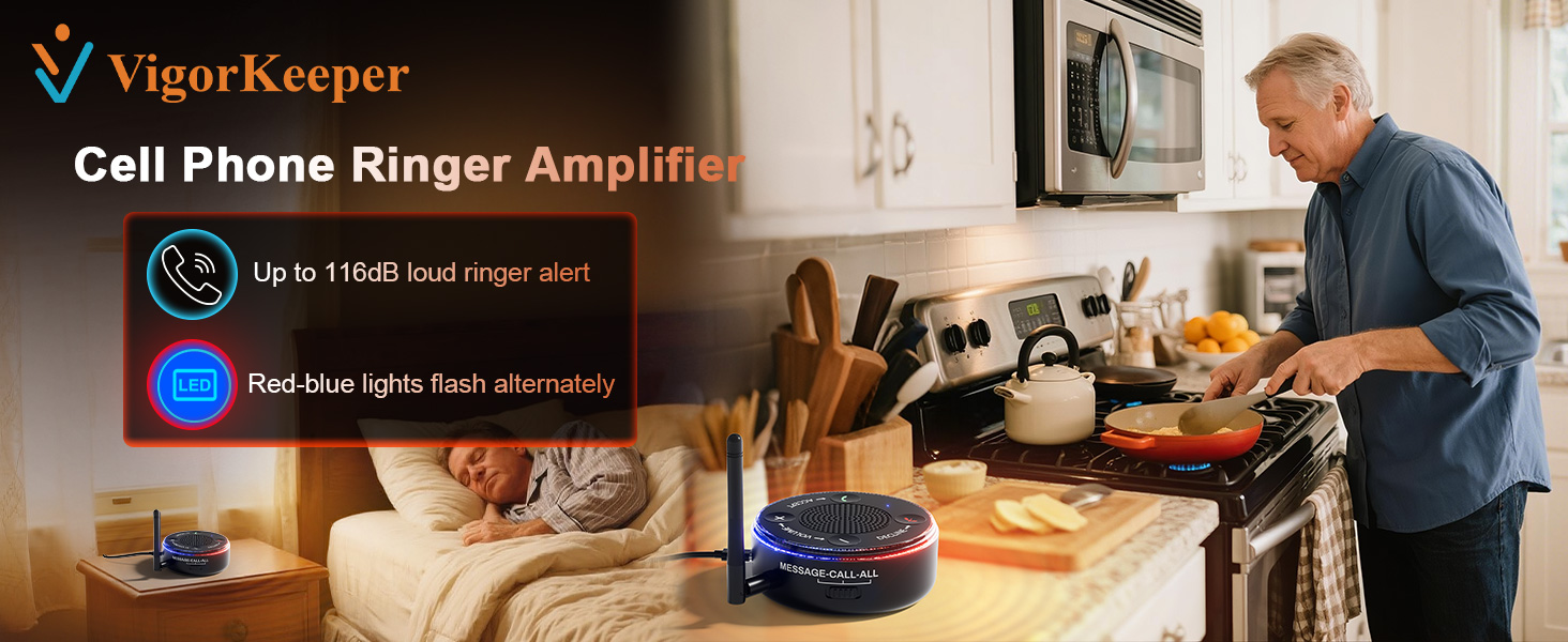 Cell Phone Ringer Amplifier & Flasher - Make Phone Ring Ultra Loud & Visible, One-Touch Answer/Decline, Bluetooth Phone Amplifiers for Hard of Hearing/Deep Sleeper/Noisy Spaces/Home 2 cell phone ringer amplifier