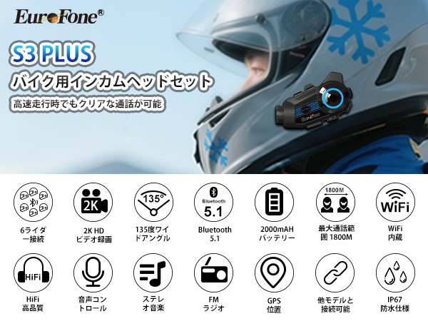 Amazon.co.jp: EuroFone バイク インカム カメラ付き バイク用