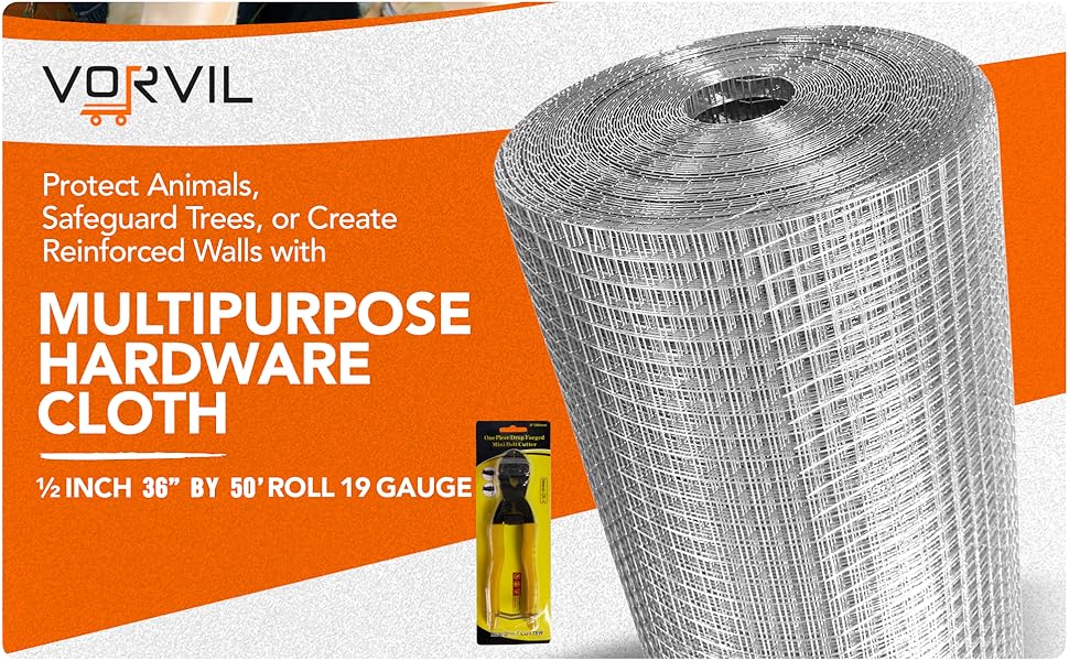 VORVIL Galvanized Hardware Cloth, Hot Dipped Galvanized, Welded Mesh