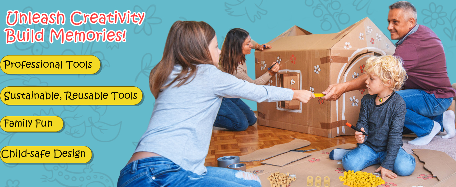 ZLemma Cardboard Construction Tool Kit 164 PiecesEducational Toys for