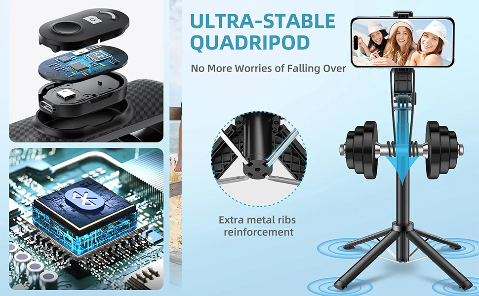 Tripod for Phone, Newest Selfie Stick Tripod with Remote & Lightweight Phone Tripod