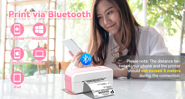 Bluetooth Thermal Shipping Label Printer, Wireless 4x6 Label Printer for Shipping Packages