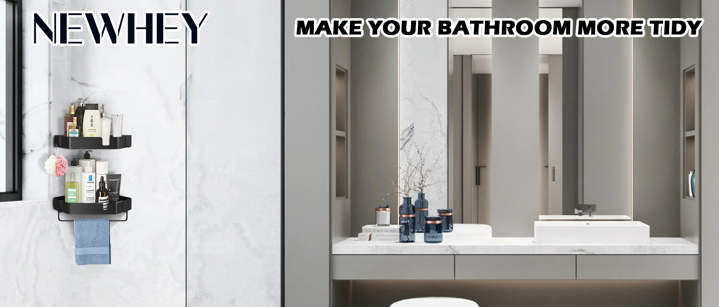 NEWHEY Shower Shelf Corner Caddy Organizers 2 Pcs DrillFree Corner