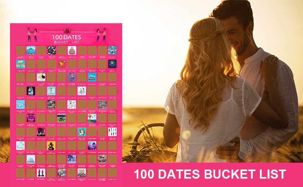 DRCUROTS 100 Dates Scratch Off Poster Couples Bucket List Poster Things