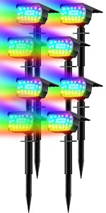 30 LEDs 8 Pack Solar SpotLights Color Cycling