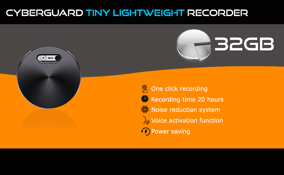 Voice Recorder Device CyberGuard Tiny with Ultra Quality Sound 32 GB
