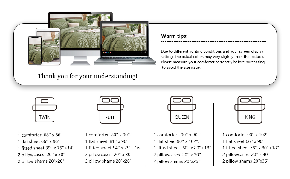 FLYMME Sage Green Full Size Comforter Sets with Sheets