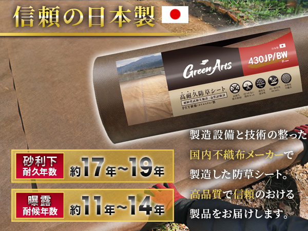 カイノス オリジナル防草シート 「クラシコ」  （厚さ：0.4mm サイズ：1.1m×50m）  シートのみ ブラウン 茶色  MK-008-BR