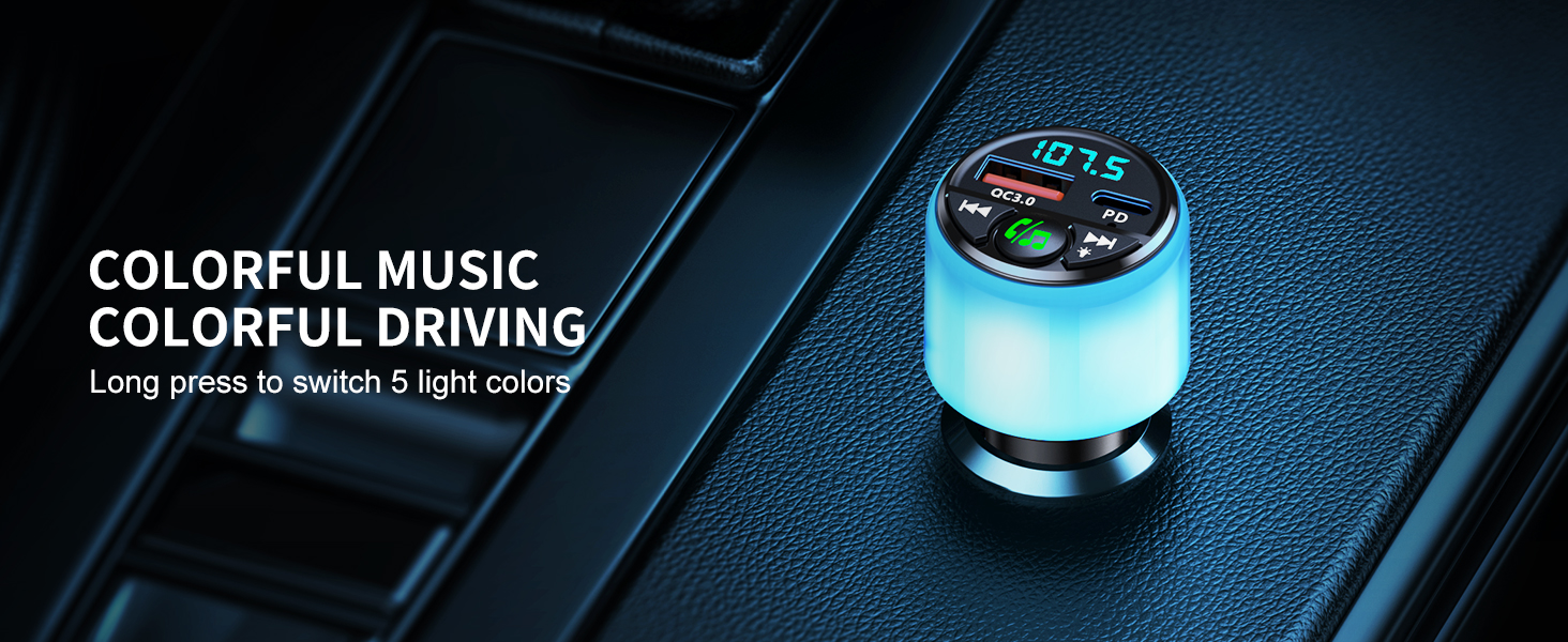 Mohard Bluetooth 5.3 Car Adapter, [PD 30W & QC3.0 18W] Fast Car Charger