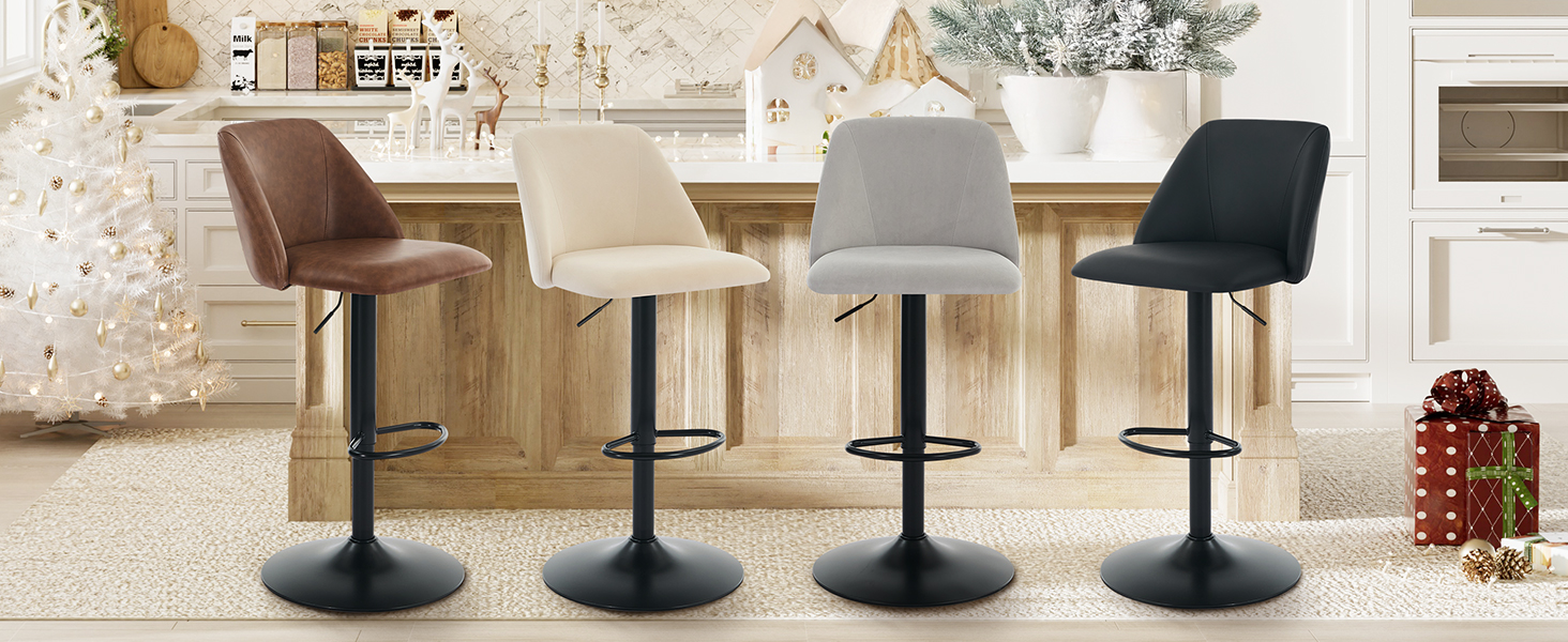COLAMY Four bar stools in holiday kitchen setting