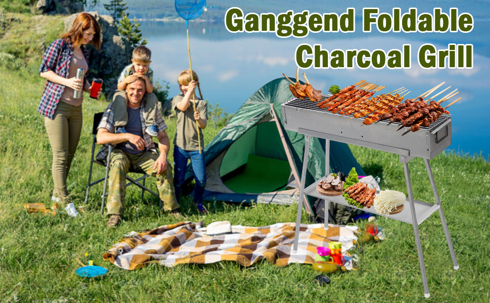 Portable Charcoal Grill Stainless Steel BBQ Grill with