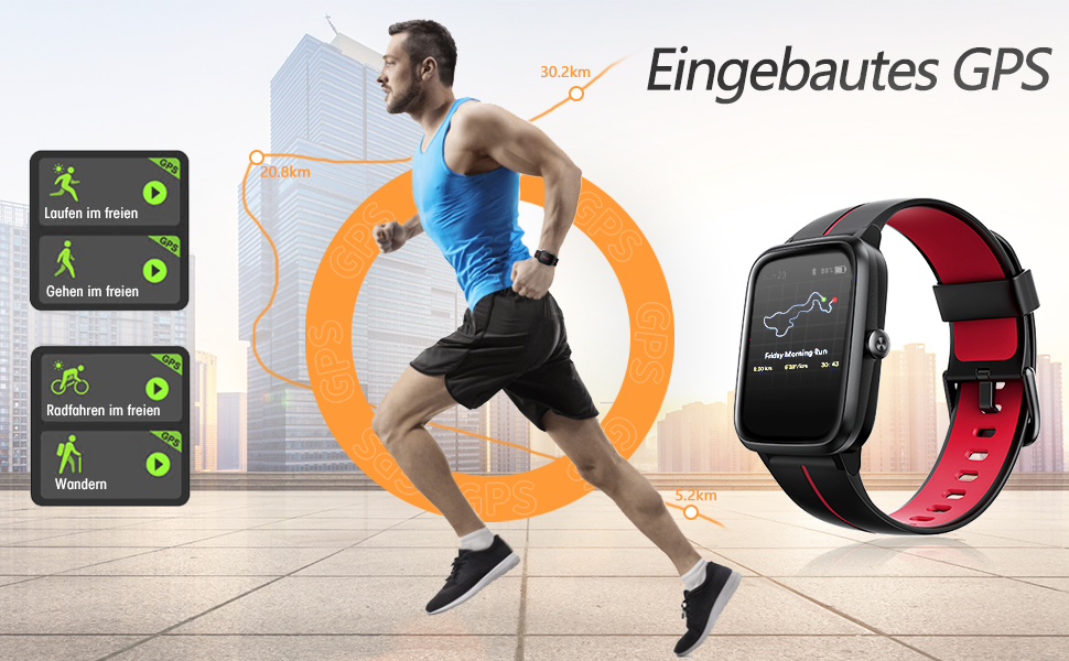 Akwlovy Smartwatch, Fitness Armbanduhr Mit Gps Integriertem Für Damen