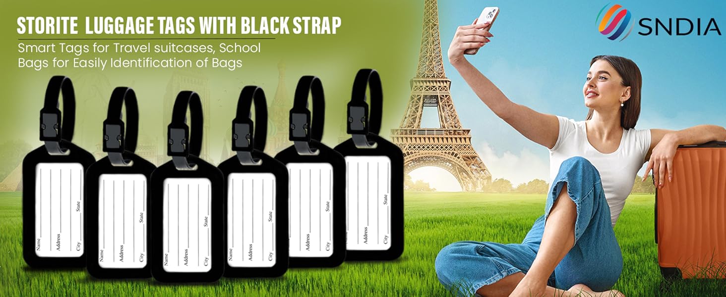 SN_6 Pack Luggage Tag with Black Strap