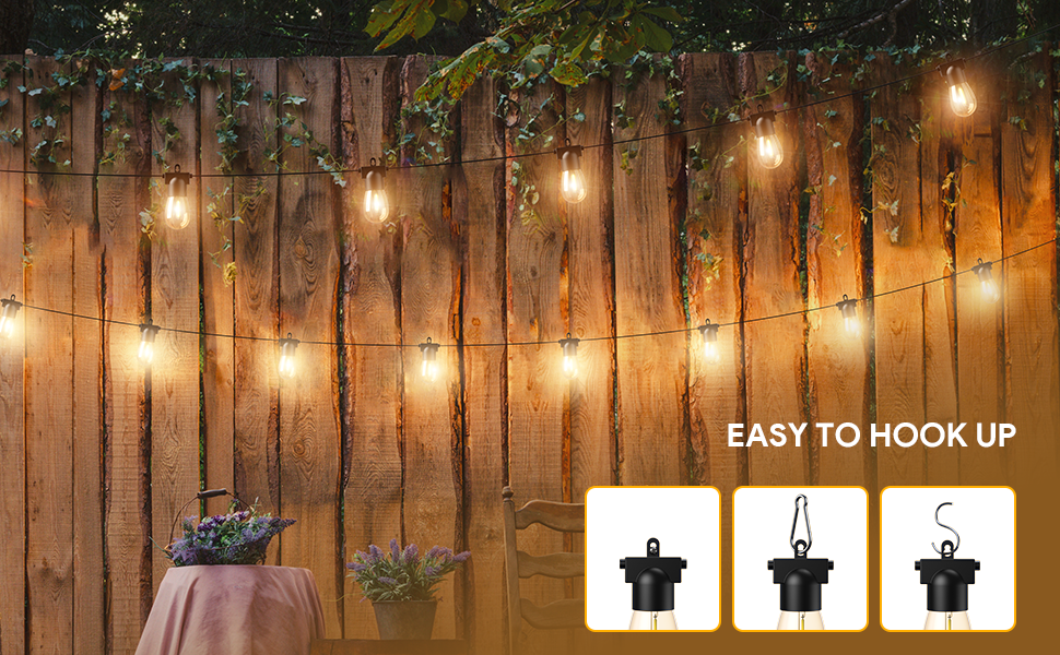 RGBING Outdoor LED String Lights 50FT, S14 Shatterproof Garden String