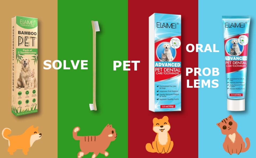 Dog Toothbrush and Toothpaste,3 Toothbrushes and Toothpaste Dog Dental