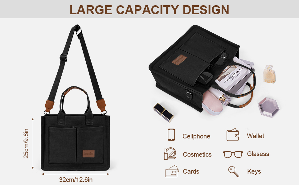 Amazon.com: Juoxeepy Canvas Tote Bag with Multi Pockets