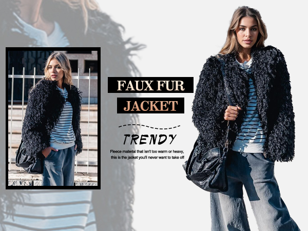 Aoang Women's Shaggy Faux Fur Outwear Soft Coat Jacket Long