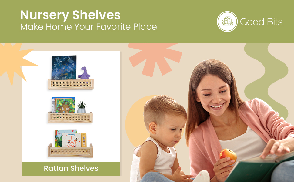 rattan shelves nursery shelves