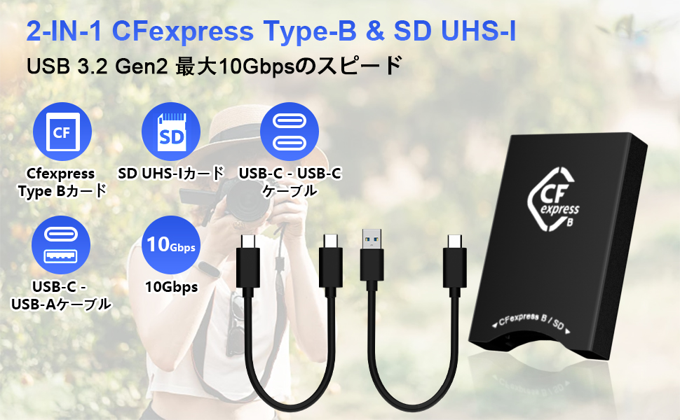 Amazon.co.jp: CFexpress SD カードリーダー USB C、デュアル