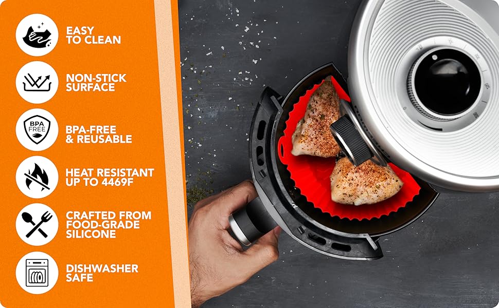 PAMTOL Reusable Silicone Air Fryer Liners 7.5inch, For 3