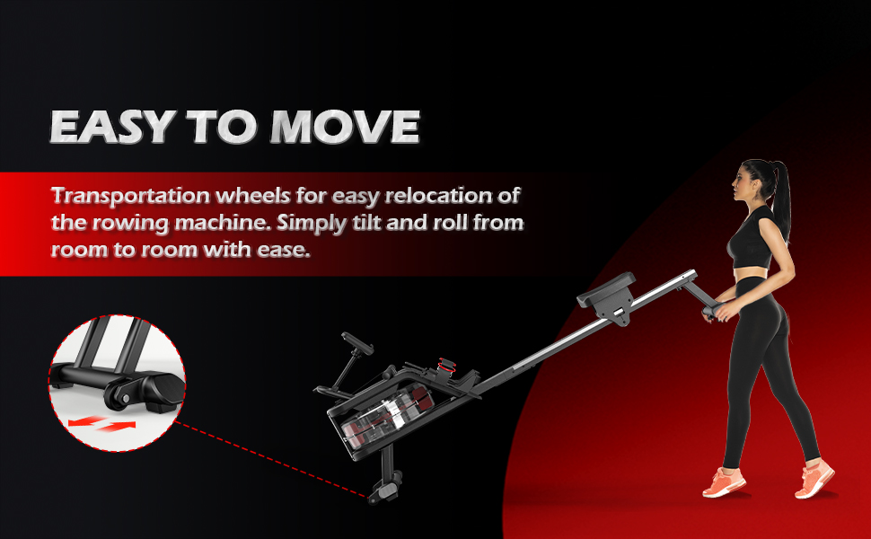 PASYOU Water Rowing Machine, Foldable Rowing Machine for Home,350LB Weight Capacity Rower