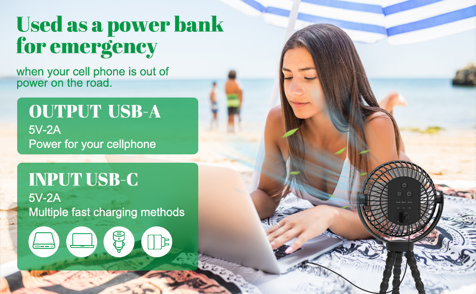 Portable Fan for Travel 12000mAh Battery Operated