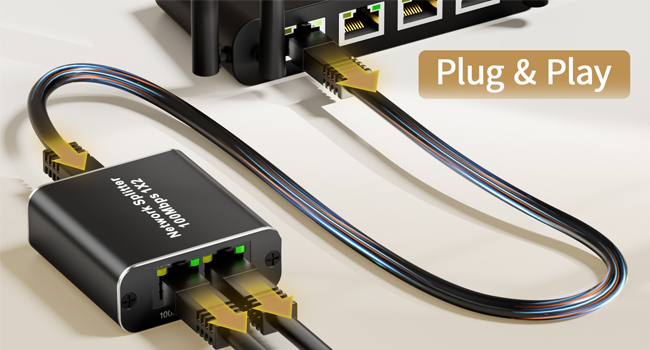 RJ45 Network Splitter Adapter network extension plug Lan splitter gigabit Extender Plug 1 to 2
