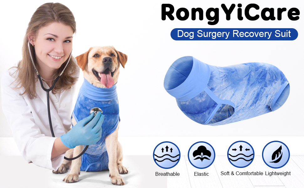 RongYiCare Dog Surgery Recovery Suit, Dog Onesie for Surgery Female and