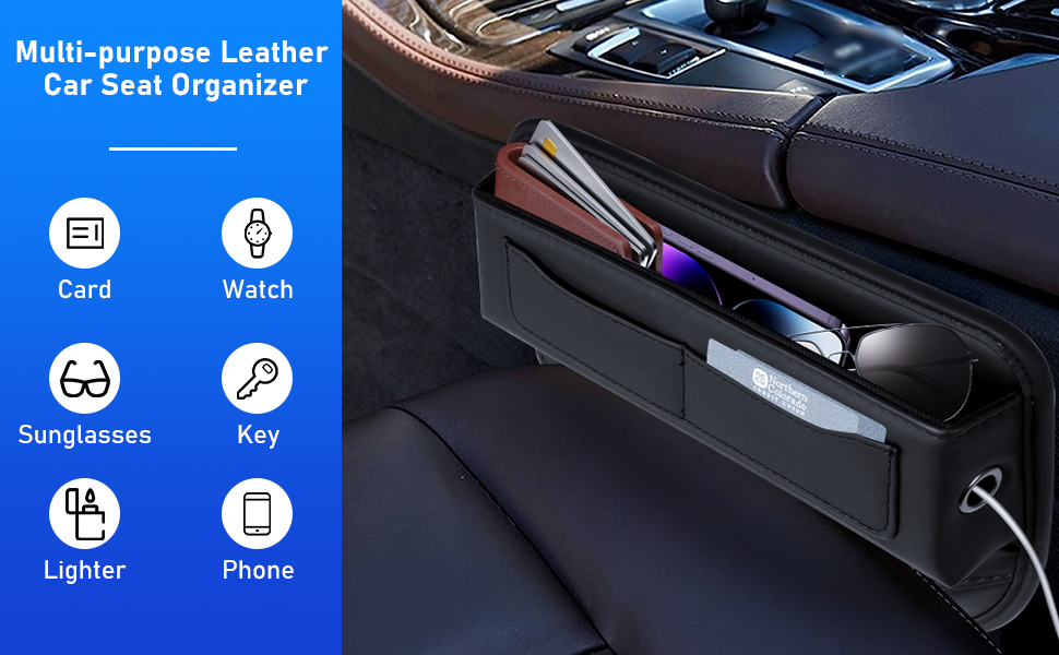 Chaokant Car Seat Gap Filler Organizer, Leather