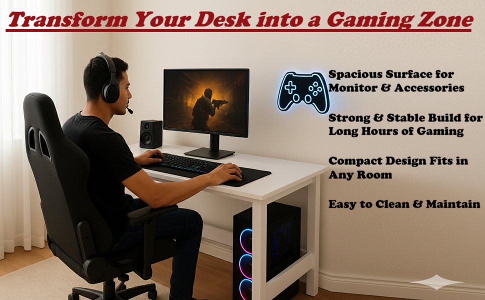 Computer Home/Office Desk | Writing Study | Laptop Table | Modern Simple Desk | Small Desks for Small Spaces | Sturdy Desk for Home, Office, Bedroom, Living Room (ST-09-White) 37 Desk