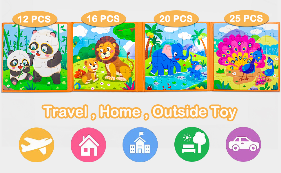 12/16/20/25 Pieces Portable Puzzle 