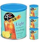 4C Light Powdered Drink Mix Cannisters, Light Decaffeinated Iced Tea 3 Pack, 22 Quarts, Family Si...