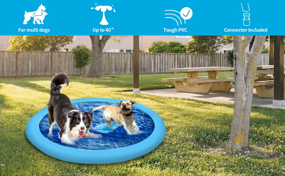 PAWISE Dog Splash Pad,59 Inch Non Slip Dog Sprinkler Water