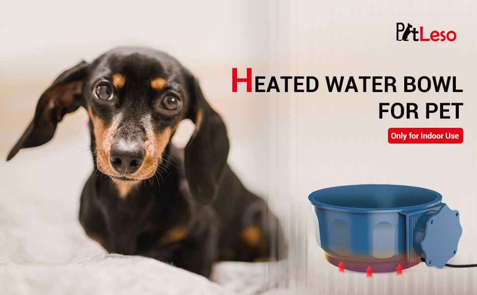 PETLESO Pet Heating Bowl, USB Portable Pet Crate Heating Water Bowl for Dog, Cat, Bird, Chicken