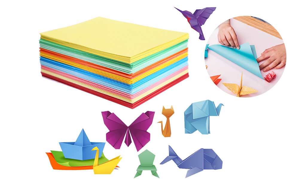 100 Sheets Coloured Paper, A4 Origami Paper Double Sided for Children's