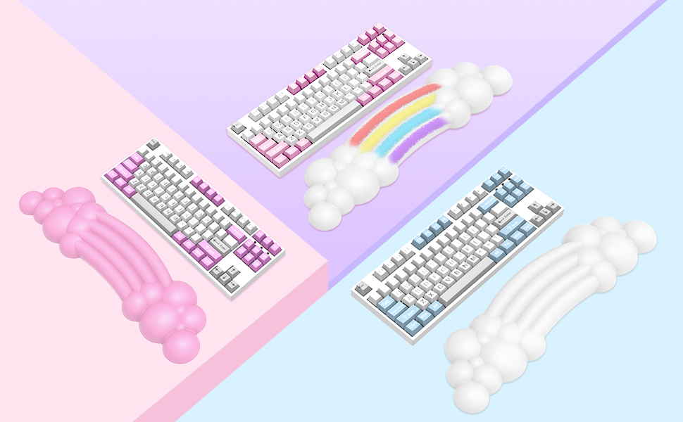 Cloud Wrist Rest Keyboard, Rainbow Cloud Palm Rest