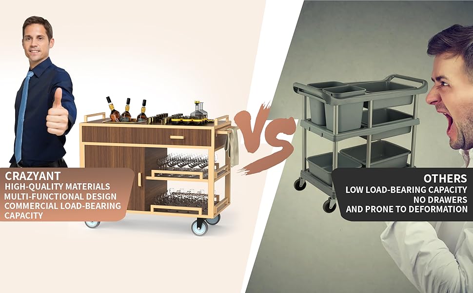 Commercial Wooden Restaurant Service Cart