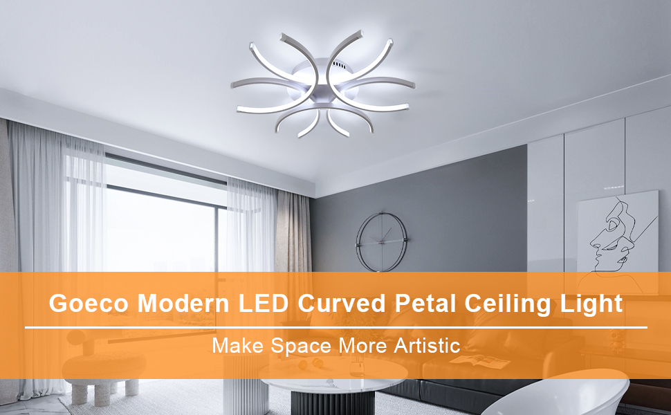 Goeco Ceiling Light, Modern LED Curved Petal Ceiling Light Fixture