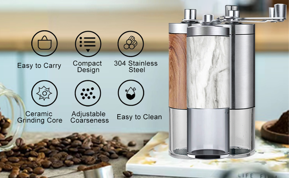 YooYuan Manual Coffee Grinder, Coffee Bean Grinder with