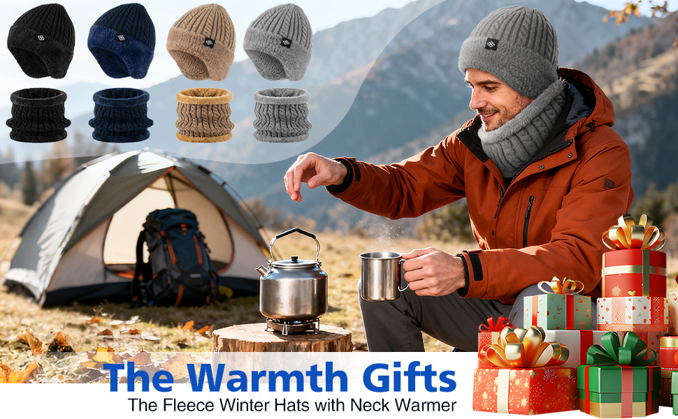 Winter Beanie with Earflap Neck Warmer Set