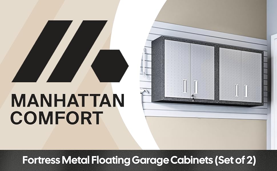 manhattan comfort fortress  dual floating Garage storage cabinet set of 2