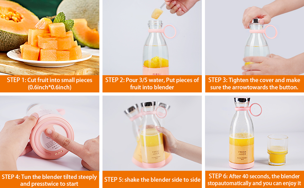 USB Rechargeable Mini Electric Juicer Bottle Blender Grinder Mixer