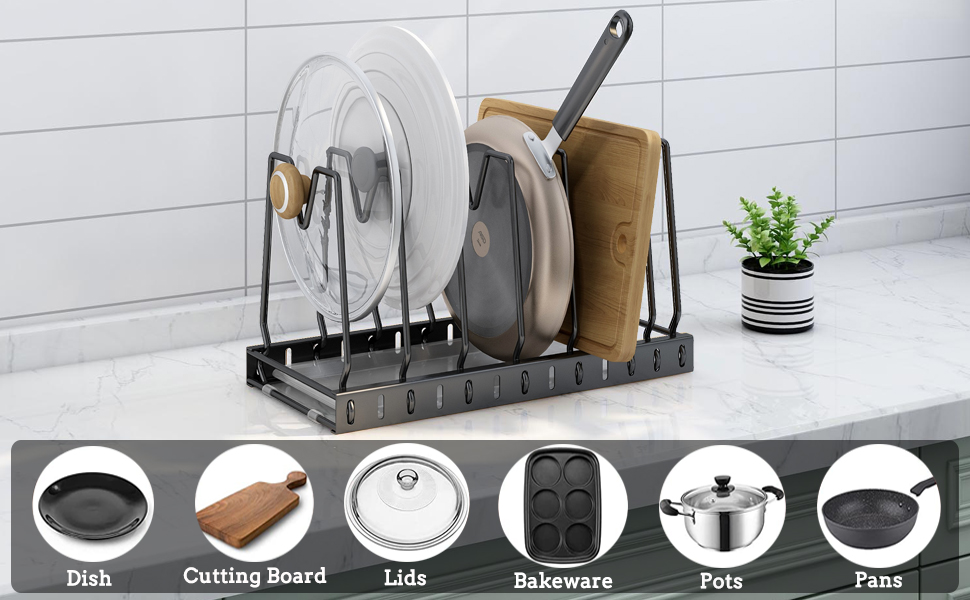 WANLIAN Sheet Pan Organizer Rack for Pot and Pan Lid Organizer Holder with