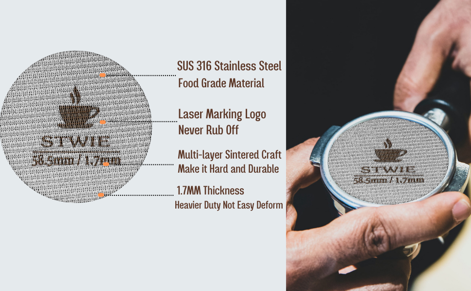 Espresso Puck Screen Strainer 100μm Espresso Filter 316 Stainless Steel